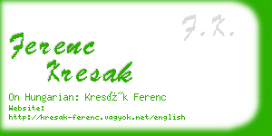 ferenc kresak business card